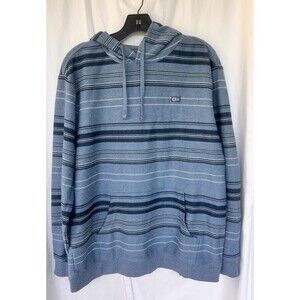 Salty Crew Crewser Fleece Hood Channel Blue Stripes Woven Men’s Size Medium